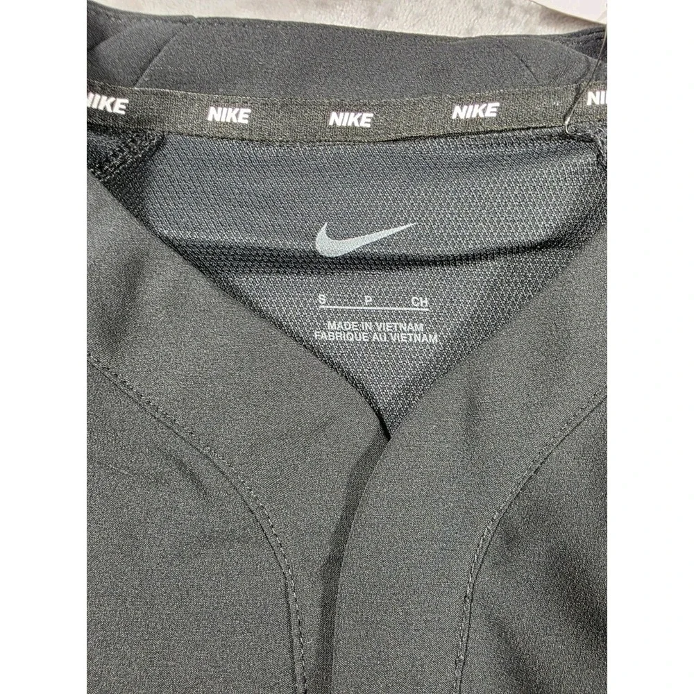 NWT Nike Long Sleeve Baseball Wind Shirt‎ Mens Small Henley Black w/ Zip Pockets